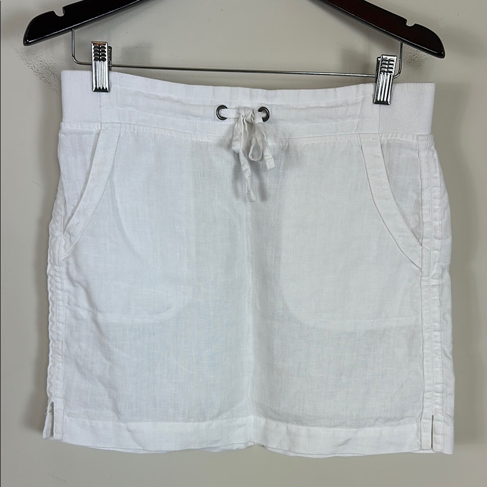 ATHLETA White Linen Pull On Mini Skirt Size‎ 4